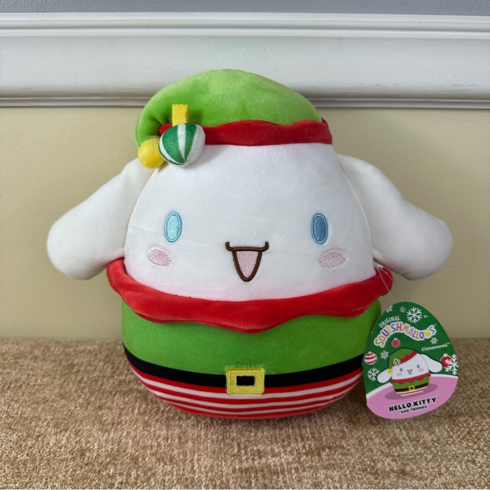 Squishmallow NWT Sanrio Cinnomoroll/ Christmas Elf Plush 8”